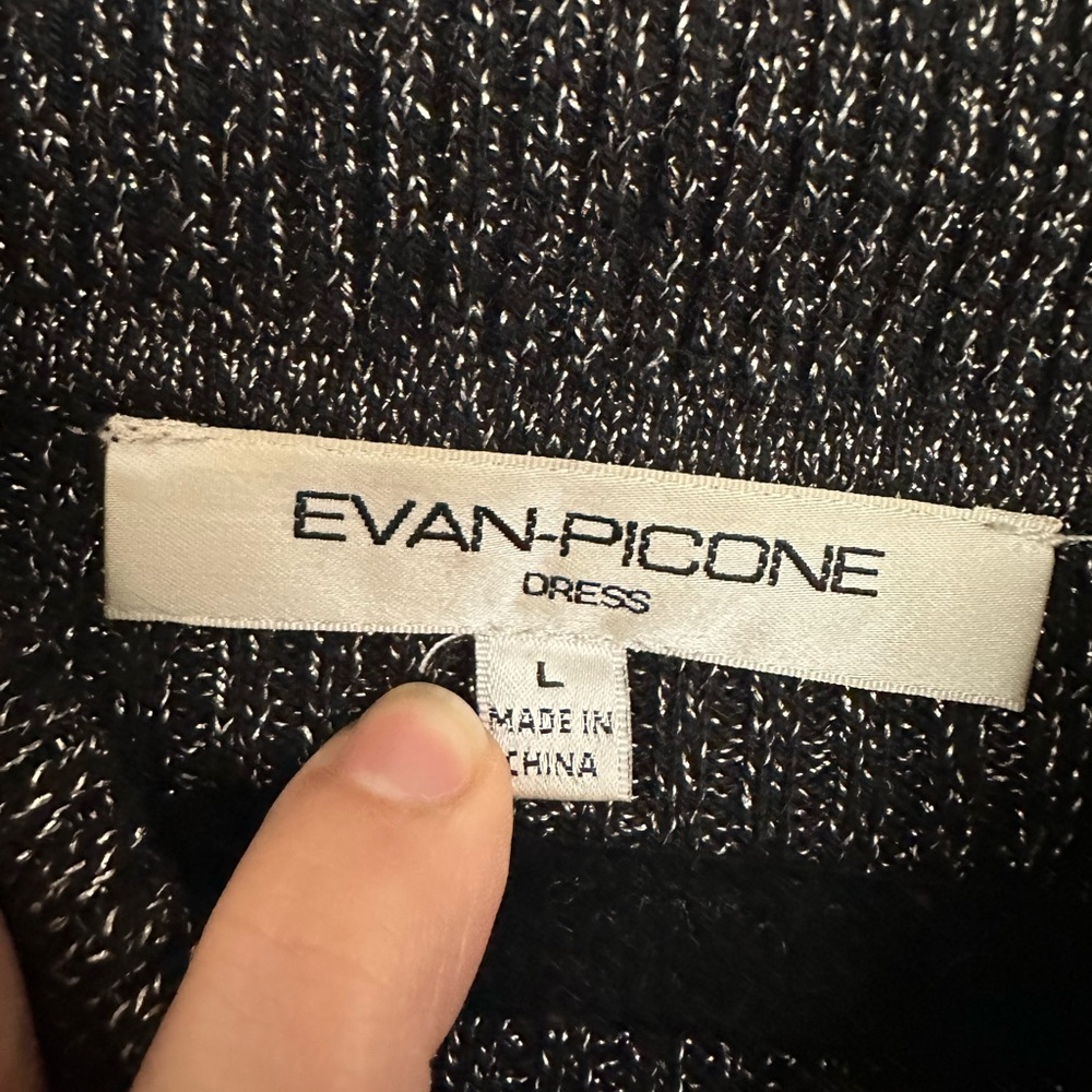 Evan-Picone Short Sleeve Turtle Sweater Dress Black Gold - Picture 2 of 5